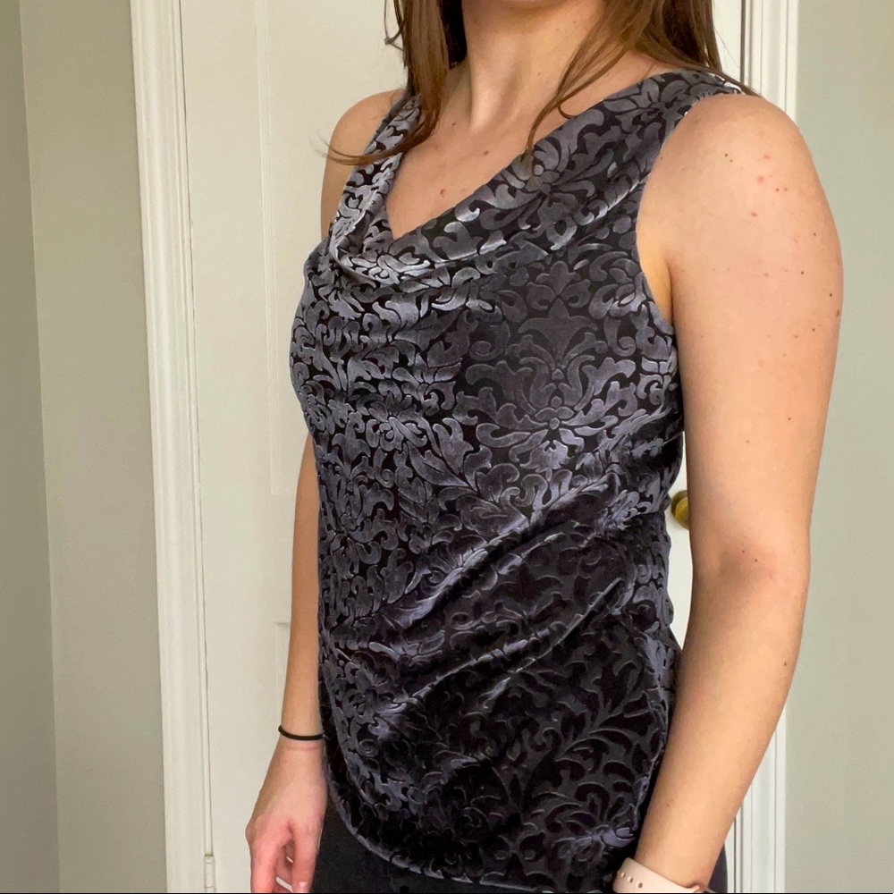 WHBM Velvet Cowl Neck Tank Top